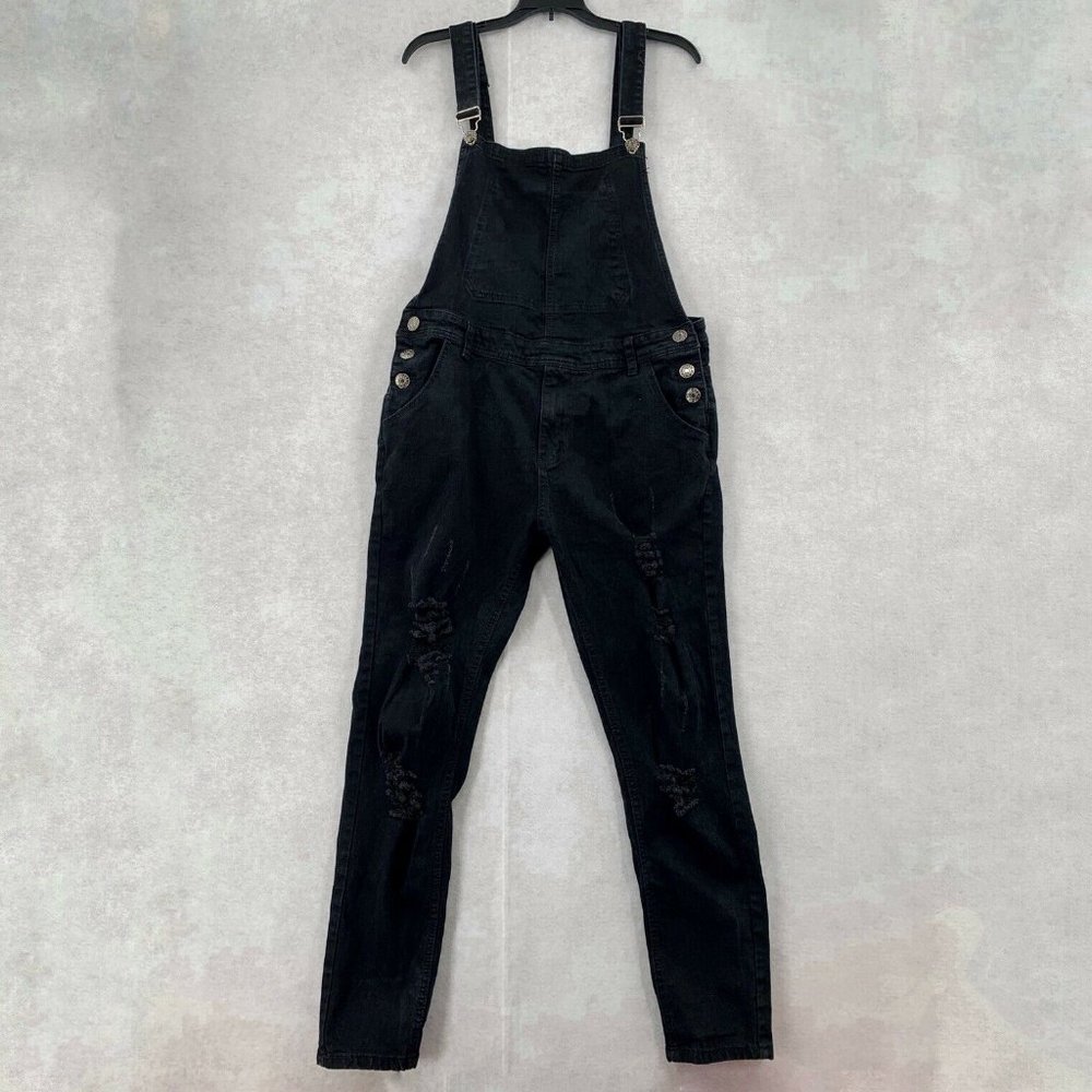 Women's Distressed Skinny Overalls
